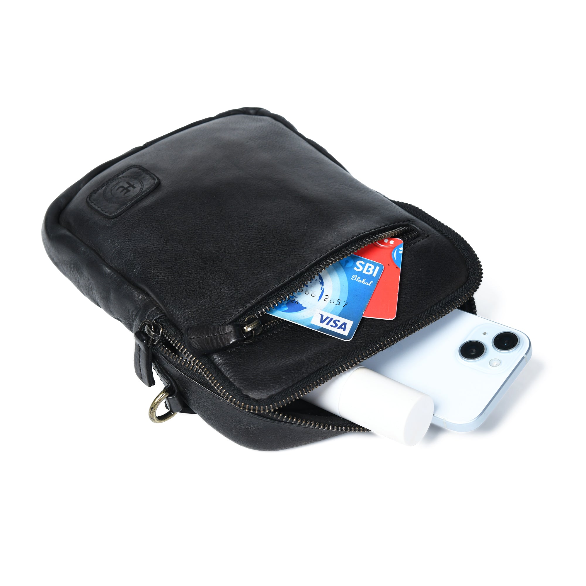 OxBlood Trail Leather Sling Bag – Black Colour